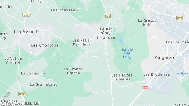 Carte de la zone d'intervention à Saint-Rémy-l'Honoré