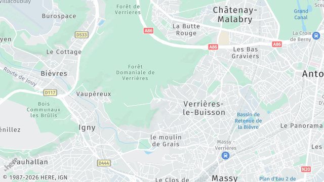 Carte de la zone d'intervention à Verrières-le-Buisson