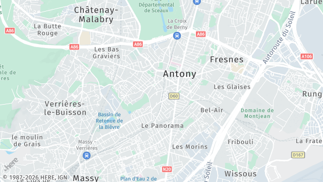 Carte de la zone d'intervention à Antony