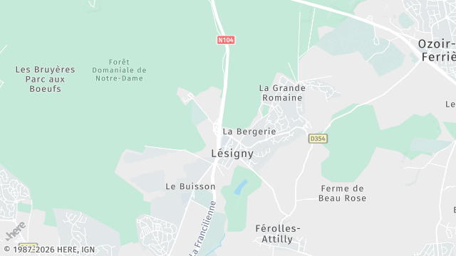 Carte de la zone d'intervention à Lésigny