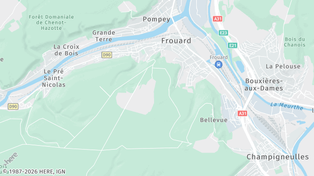 Carte de la zone d'intervention à Frouard