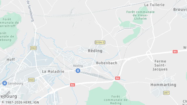 Carte de la zone d'intervention à Réding