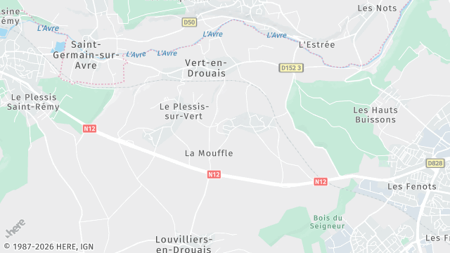 Carte de la zone d'intervention à Vert-en-Drouais