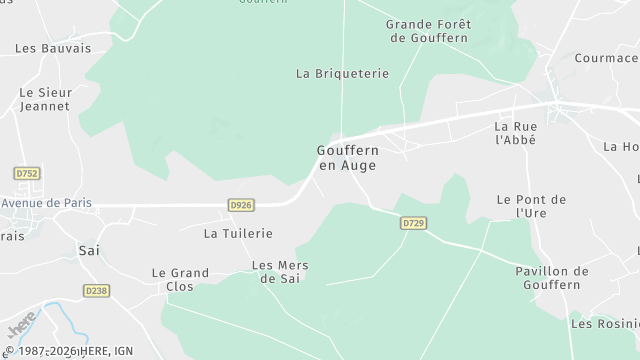 Carte de la zone d'intervention à Gouffern en Auge