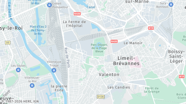 Carte de la zone d'intervention à Valenton