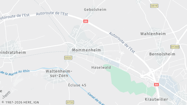 Carte de la zone d'intervention à Mommenheim