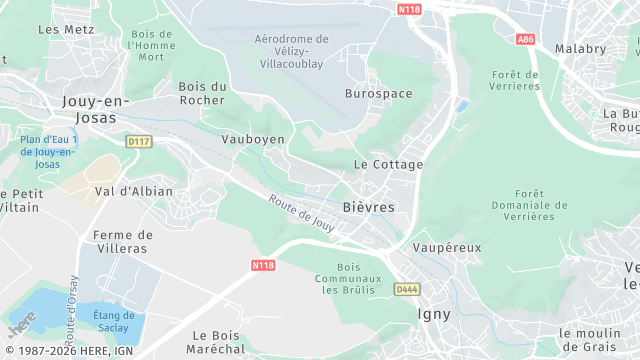 Carte de la zone d'intervention à Bièvres