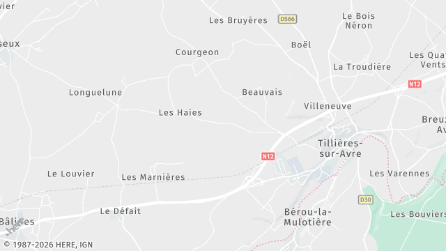 Carte de la zone d'intervention à Tillières-sur-Avre