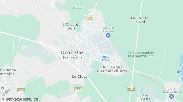 Carte de la zone d'intervention à Ozoir-la-Ferrière