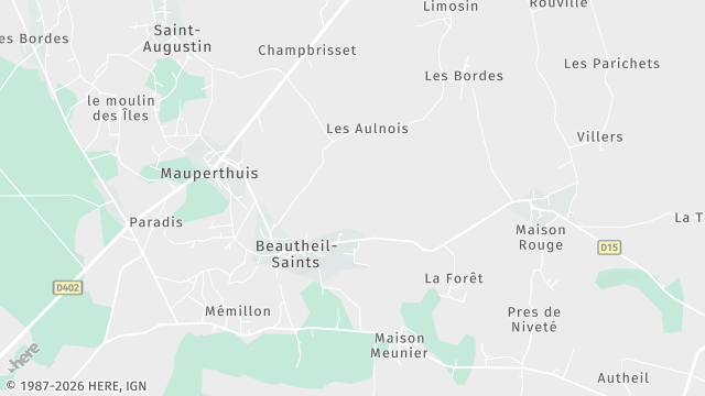 Carte de la zone d'intervention à Beautheil-Saints
