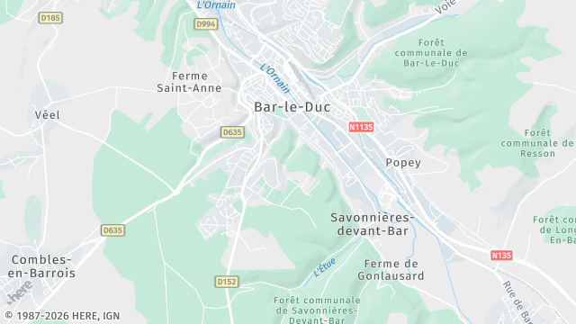 Carte de la zone d'intervention à Bar-le-Duc