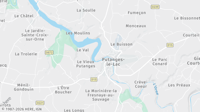 Carte de la zone d'intervention à Putanges-le-Lac