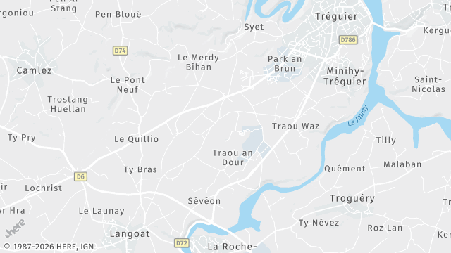 Carte de la zone d'intervention à Minihy-Tréguier