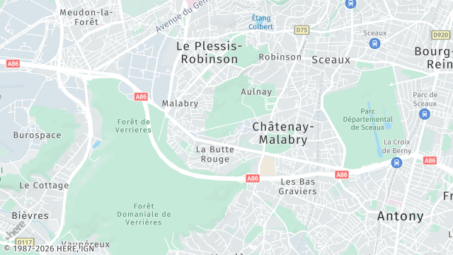 Carte de la zone d'intervention à Châtenay-Malabry