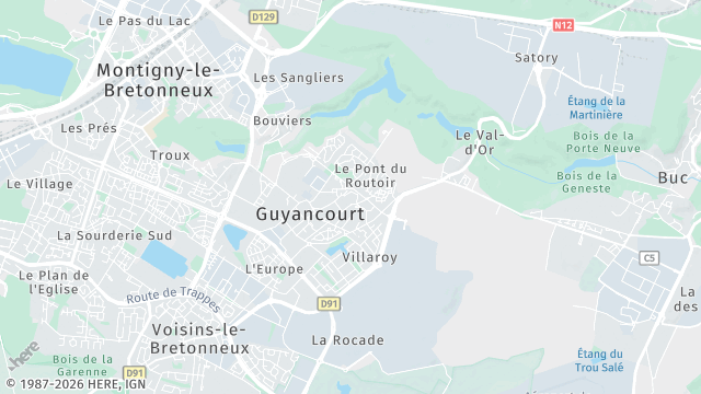 Carte de la zone d'intervention à Guyancourt