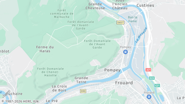 Carte de la zone d'intervention à Pompey