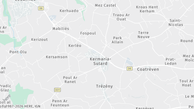 Carte de la zone d'intervention à Kermaria-Sulard