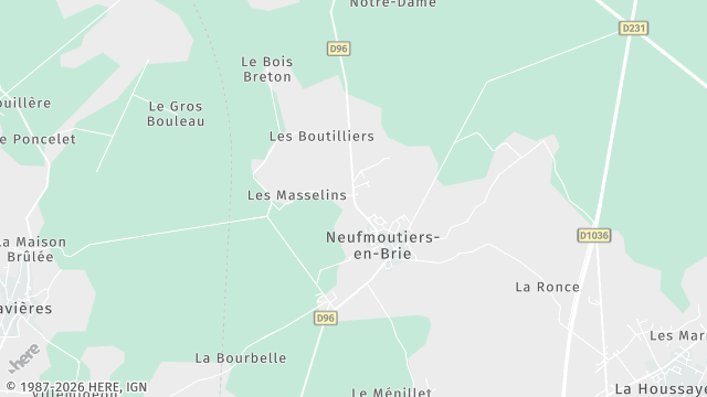 Carte de la zone d'intervention à Neufmoutiers-en-Brie