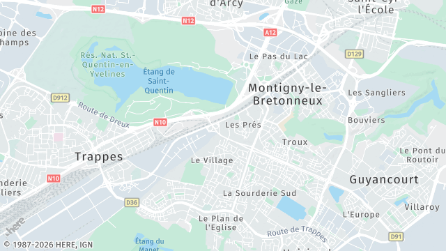 Carte de la zone d'intervention à Montigny-le-Bretonneux