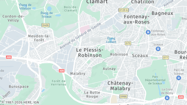Carte de la zone d'intervention à Le Plessis-Robinson