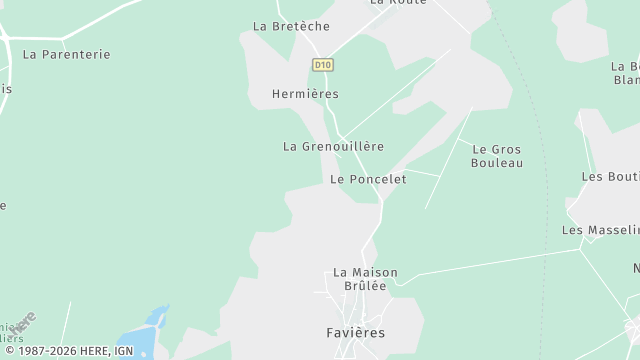 Carte de la zone d'intervention à Favières