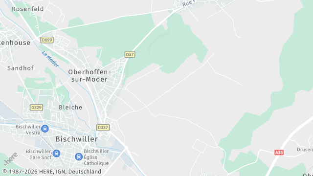 Carte de la zone d'intervention à Oberhoffen-sur-Moder