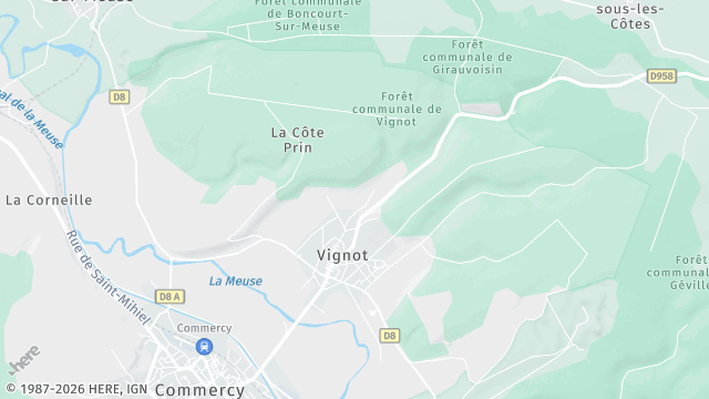 Carte de la zone d'intervention à Vignot