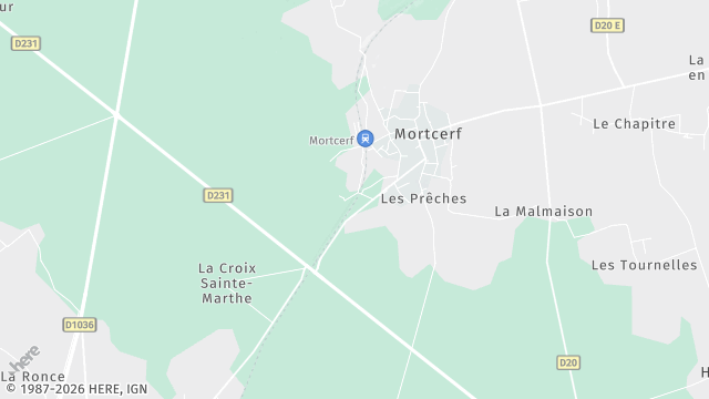 Carte de la zone d'intervention à Mortcerf