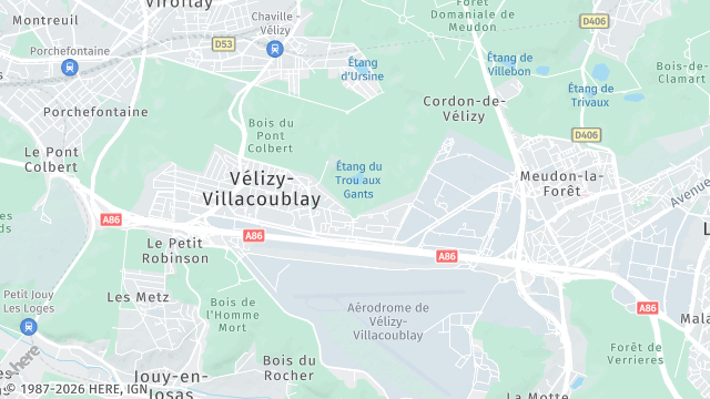 Carte de la zone d'intervention à Vélizy-Villacoublay