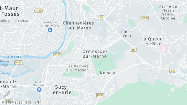 Carte de la zone d'intervention à Ormesson-sur-Marne