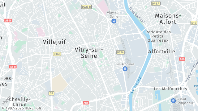 Carte de la zone d'intervention à Vitry-sur-Seine