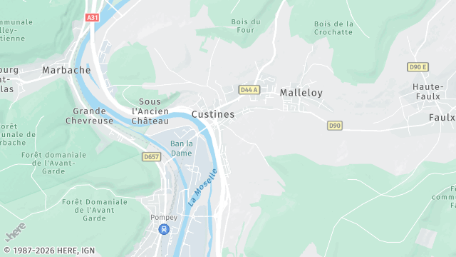 Carte de la zone d'intervention à Custines