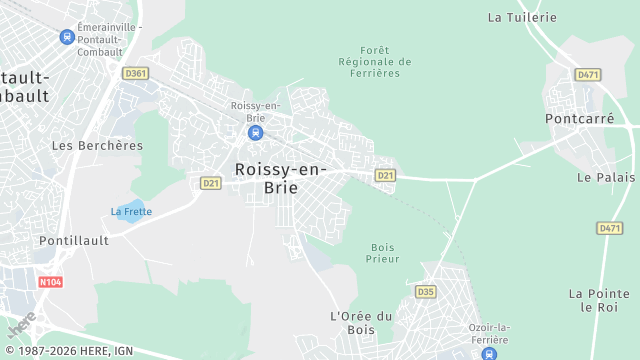 Carte de la zone d'intervention à Roissy-en-Brie