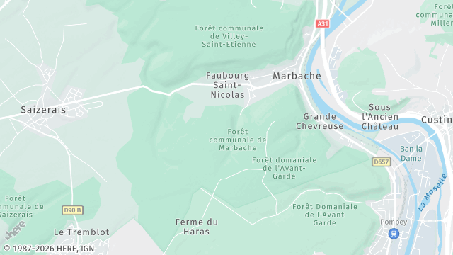 Carte de la zone d'intervention à Marbache