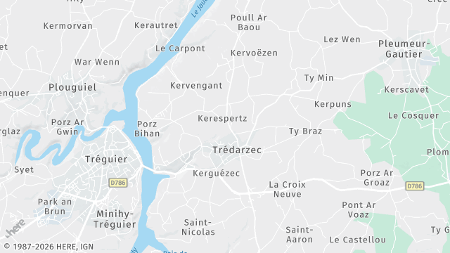 Carte de la zone d'intervention à Trédarzec