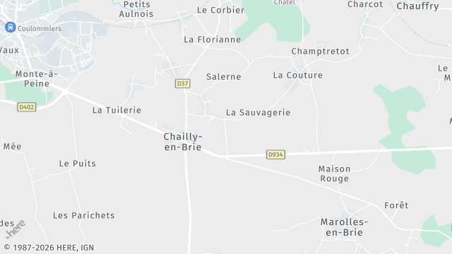 Carte de la zone d'intervention à Chailly-en-Brie