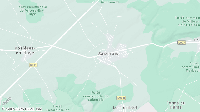 Carte de la zone d'intervention à Saizerais