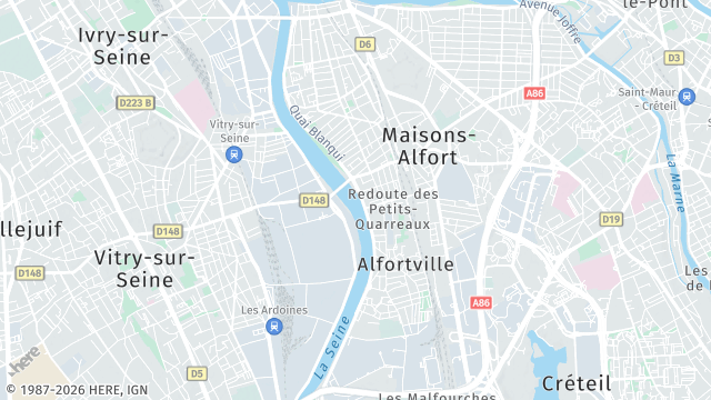 Carte de la zone d'intervention à Alfortville