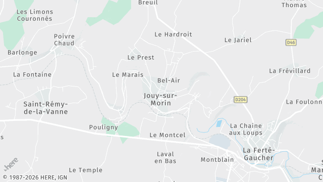 Carte de la zone d'intervention à Jouy-sur-Morin