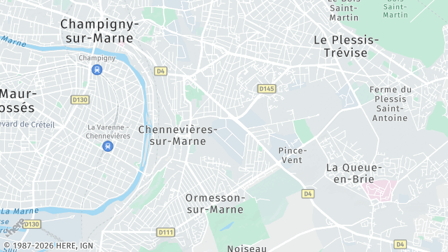 Carte de la zone d'intervention à Chennevières-sur-Marne