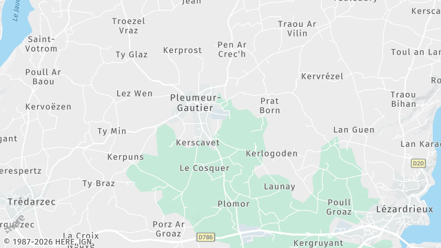 Carte de la zone d'intervention à Pleumeur-Gautier
