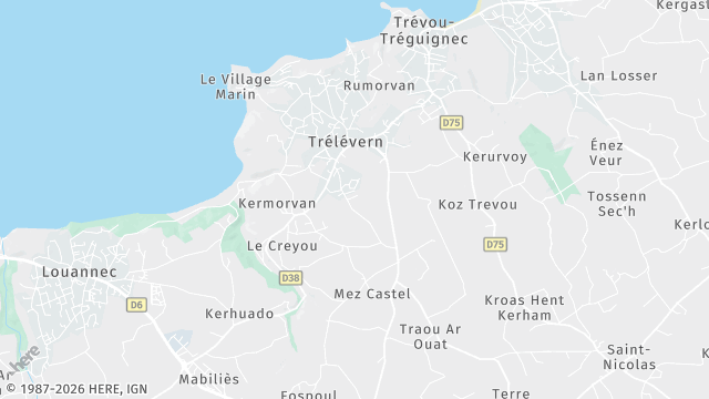 Carte de la zone d'intervention à Trélévern