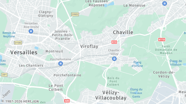 Carte de la zone d'intervention à Viroflay