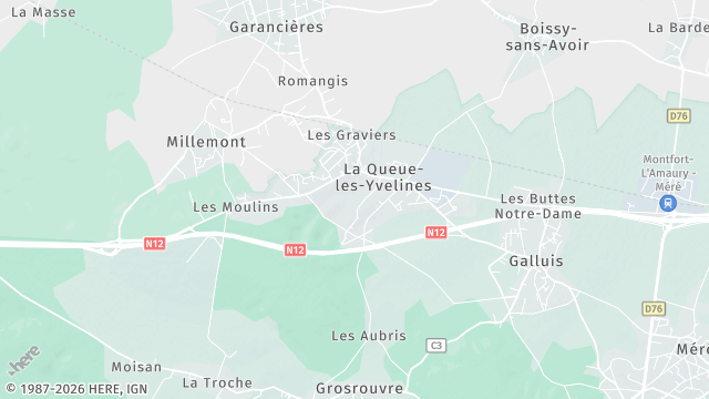 Carte de la zone d'intervention à La Queue-les-Yvelines