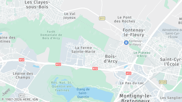 Carte de la zone d'intervention à Bois-d'Arcy
