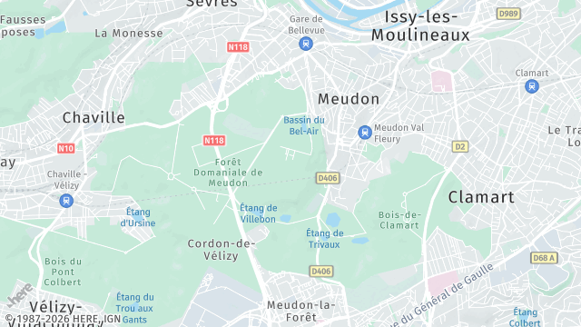Carte de la zone d'intervention à Meudon