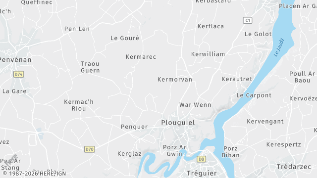 Carte de la zone d'intervention à Plouguiel