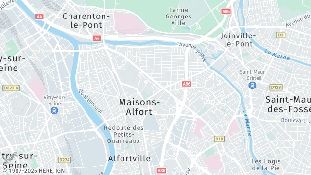 Carte de la zone d'intervention à Maisons-Alfort