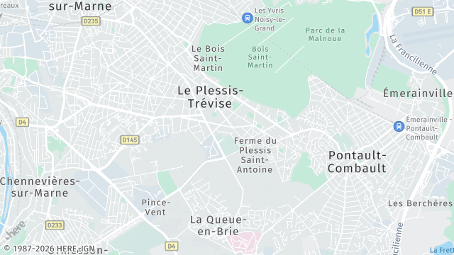 Carte de la zone d'intervention à Le Plessis-Trévise