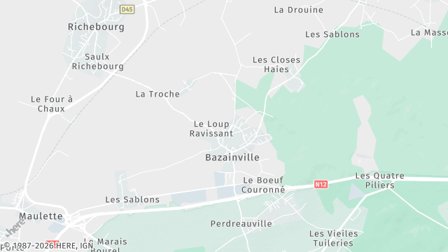 Carte de la zone d'intervention à Bazainville